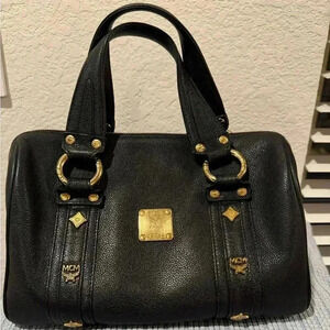 MCM Boston Satchel with Gold Hardware and a smooth top zipper MINT CONDITION